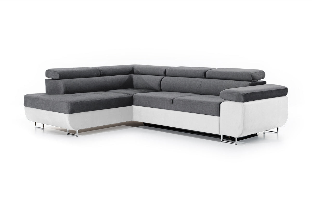 Dīvāns TOKYO kreisais stūris 277/76-98/201 cm tumši pelēks/balts - N1 Home