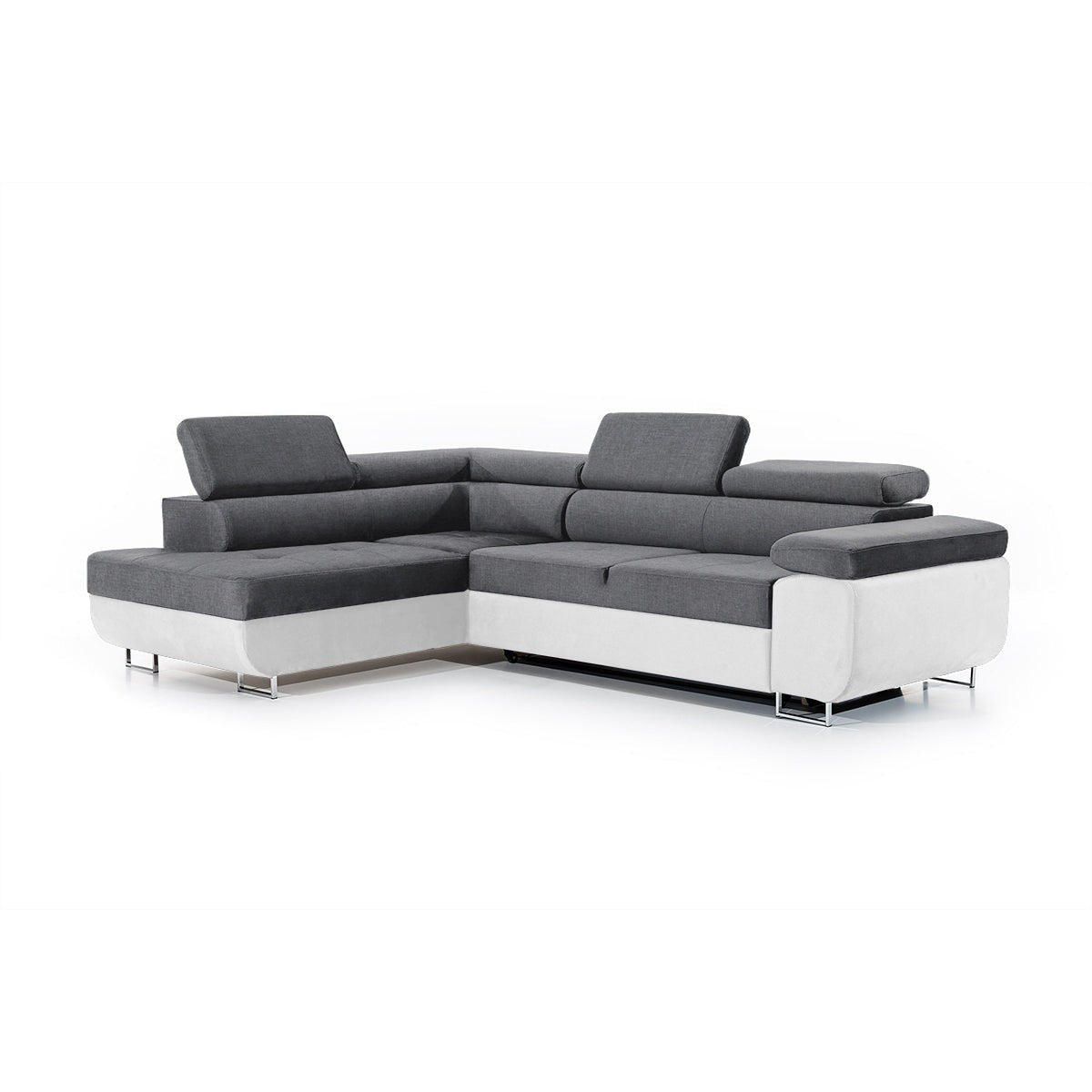 Dīvāns TOKYO kreisais stūris 277/76-98/201 cm tumši pelēks/balts - N1 Home