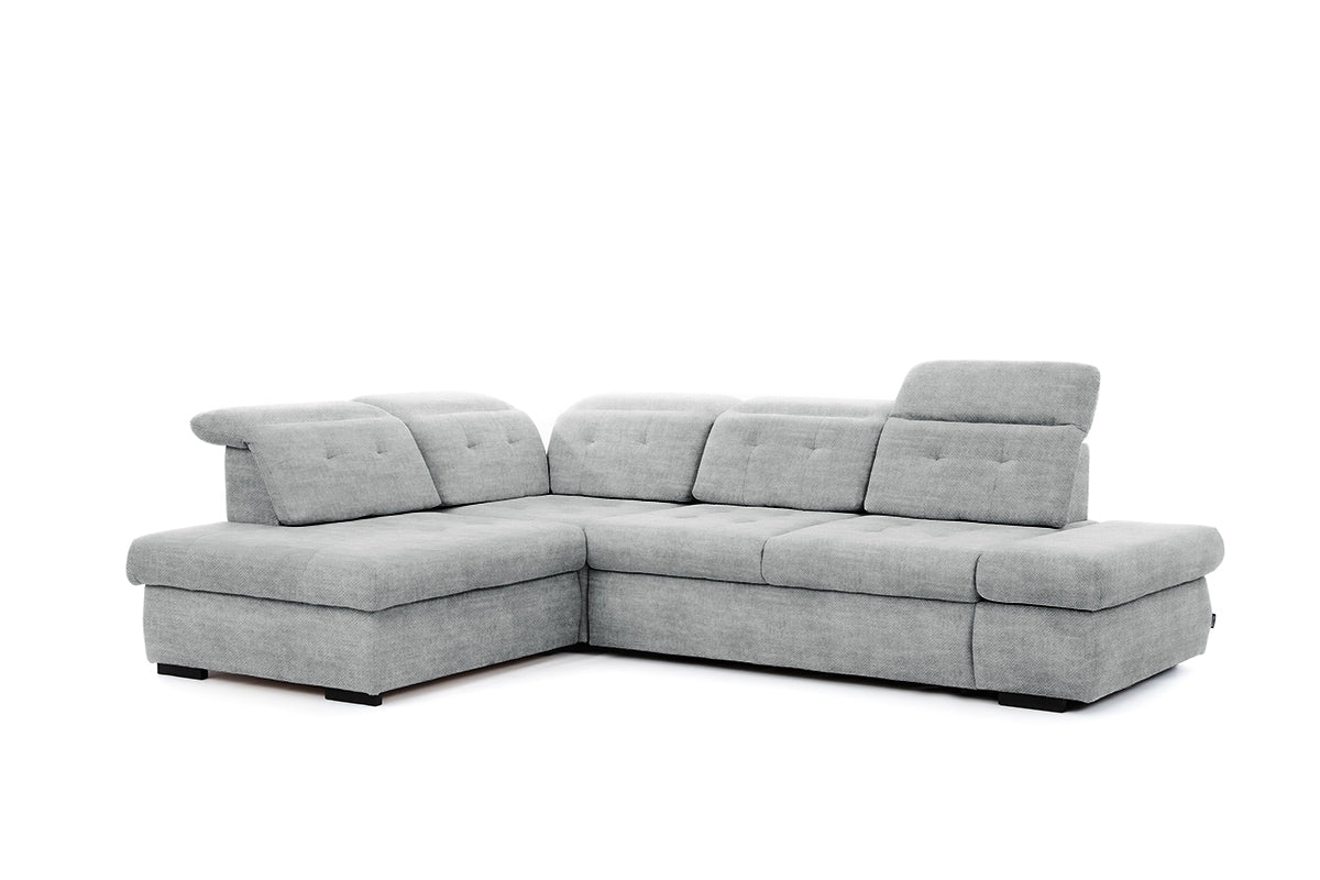 Dīvāns MARA M kreisais stūris 286/88-107/206 cm pelēks - N1 Home