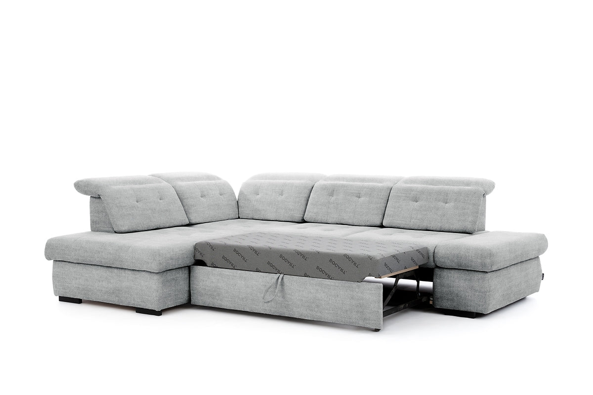 Dīvāns MARA M kreisais stūris 286/88-107/206 cm pelēks - N1 Home