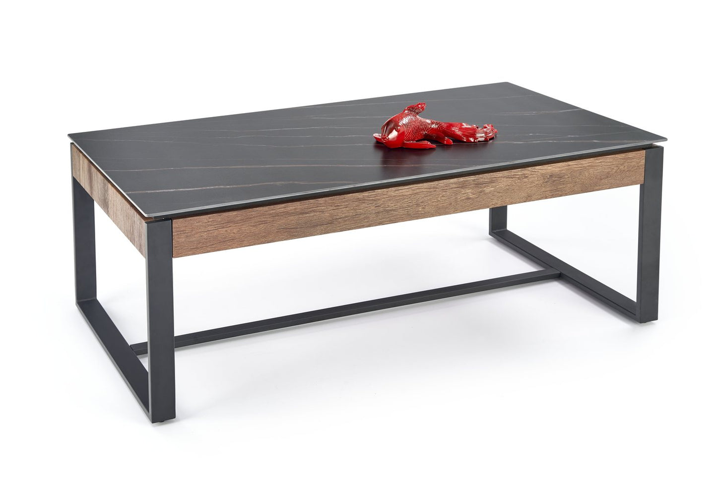 Kafijas galdiņš RM 121/61/45 cm melns marmors/riekstkoks - N1 Home