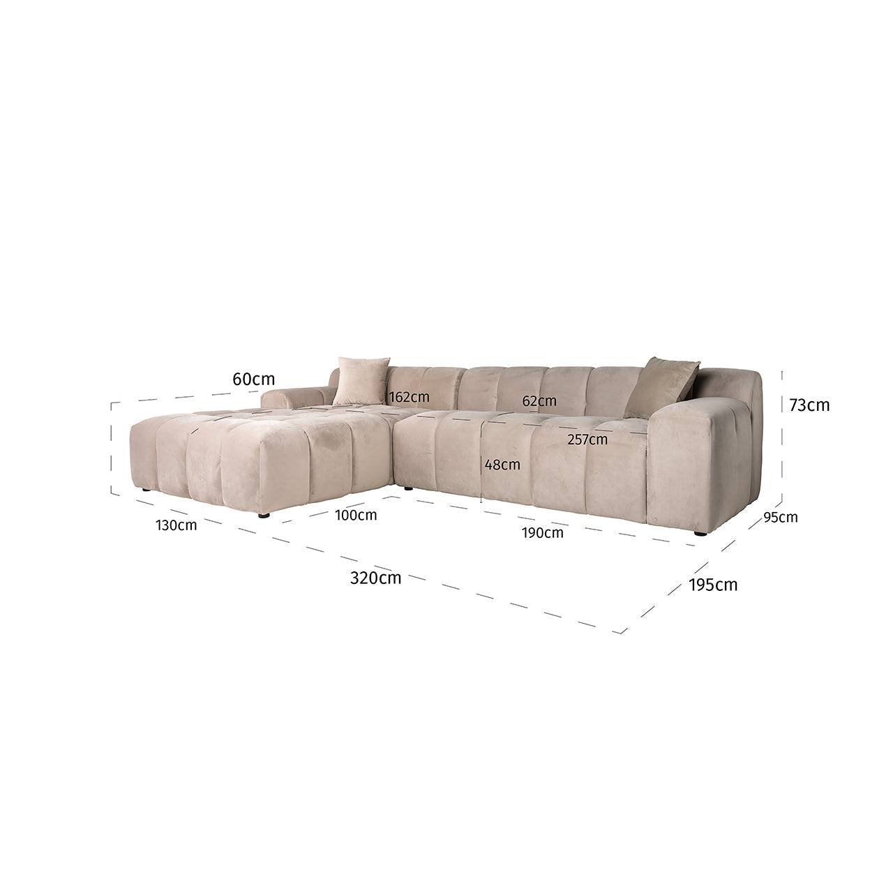 Dīvāns Cube Richmond Interiors 76/325/195 cm Quartz Khaki 903