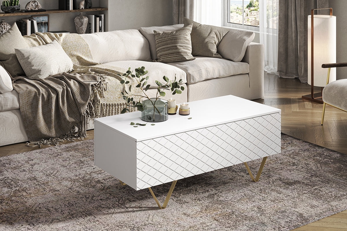 Kafijas galdiņš LUKKA 120/48/55 zelts/balts - N1 Home