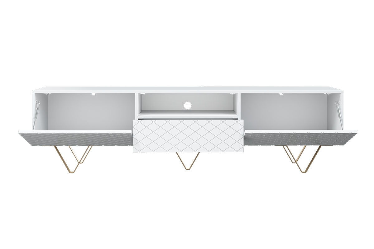 LUKKA RTV kumode 190/51/42 zelta kājas/balts - N1 Home