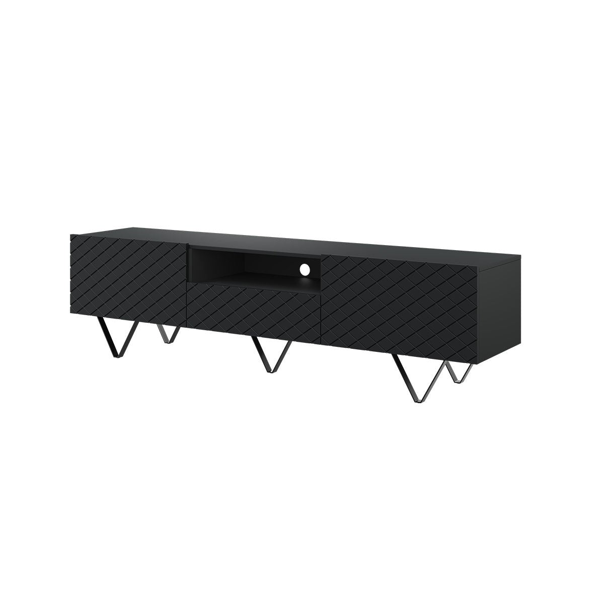 LUKKA RTV kumode 190/51/42 melnas kājas/melns - N1 Home