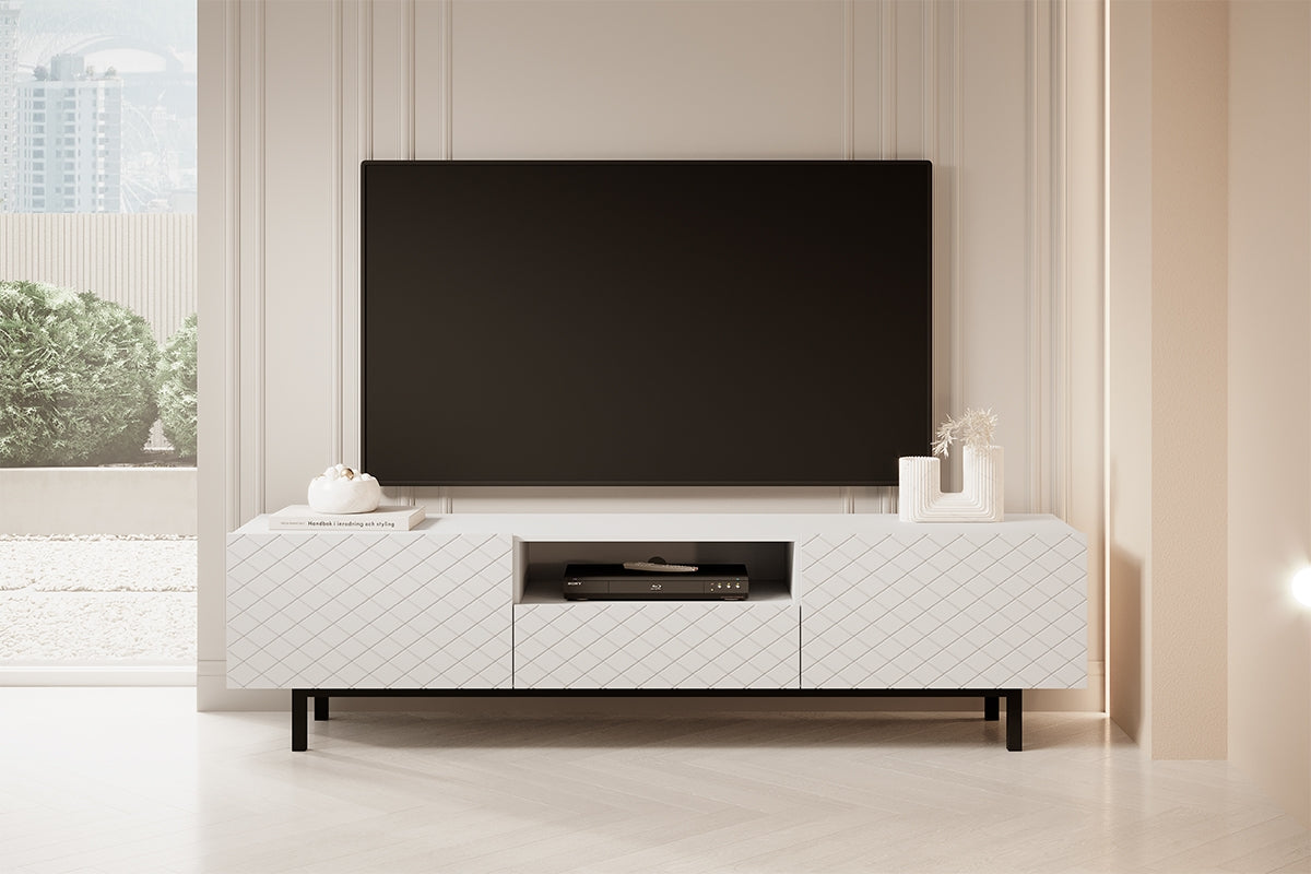 LUKKA II RTV kumode 190/49/42 melnas kājas/balts - N1 Home
