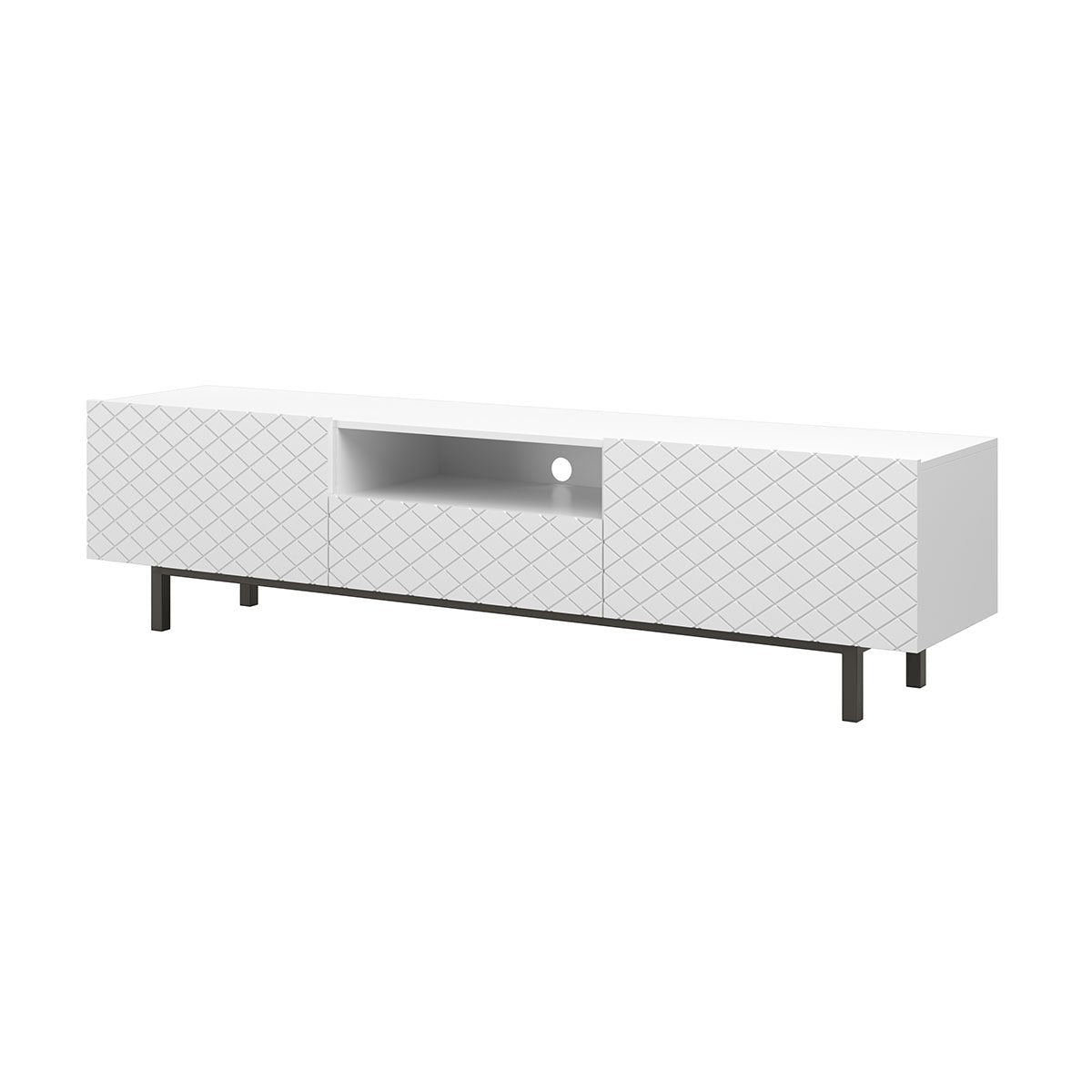 LUKKA II RTV kumode 190/49/42 melnas kājas/balts - N1 Home