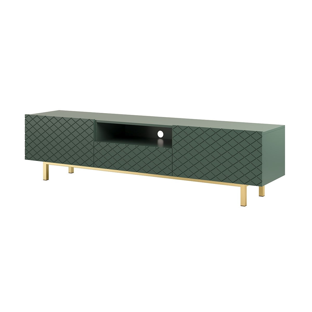 LUKKA II RTV kumode 190/49/42 zelta kājas/olives - N1 Home