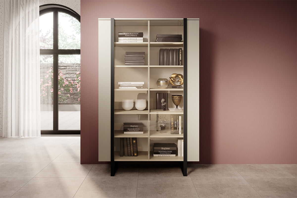 Vitrīnas skapis VECA 120/187/45 melns/ kašmirs - N1 Home
