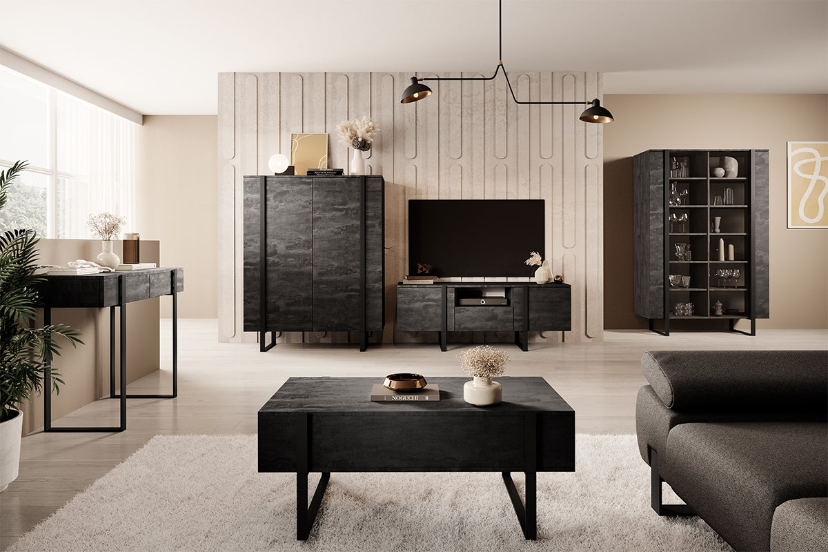 Vitrīnas skapis VECA 120/187/45 melns/ ogļu - N1 Home