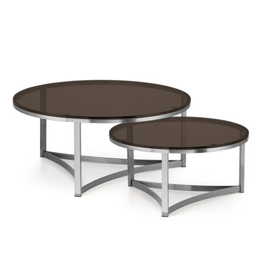 Kafijas galdiņs Dot Design Marron stikls 91x40/71x35 cm hroms - N1 Home