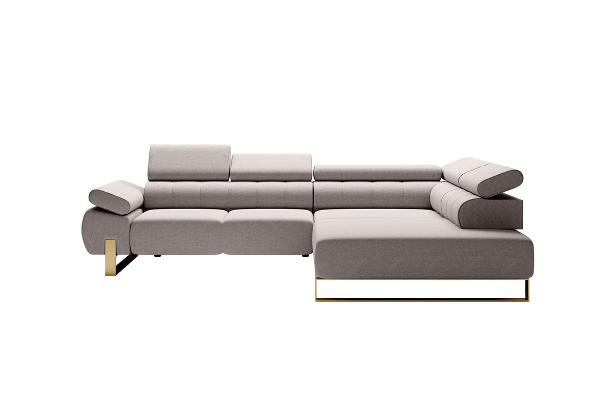 Dīvāns VECA L labais stūris 312/79-96/214 pelēks/ zelta kājas - N1 Home