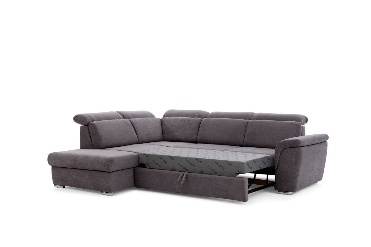 Dīvāns MILO L II kreisais stūris 267/82-103/212 cm grafīts pelēks - N1 Home