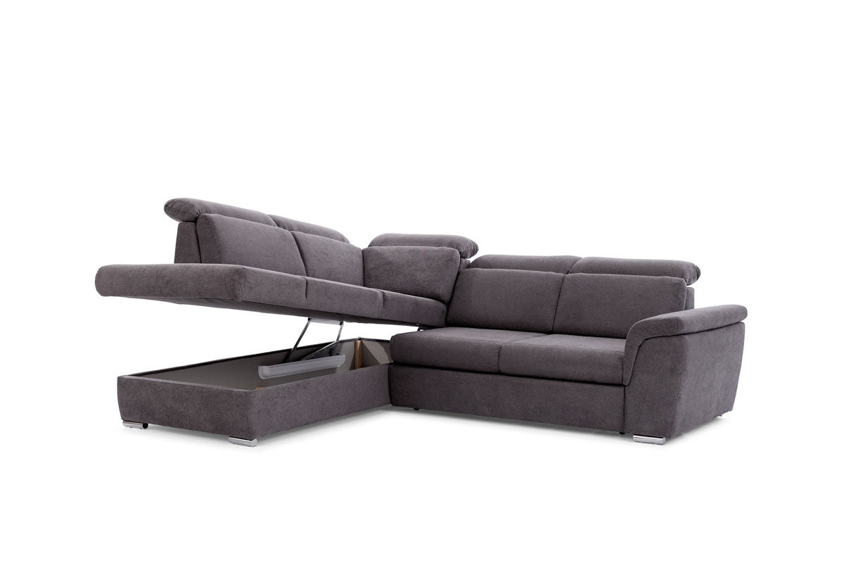 Dīvāns MILO L II kreisais stūris 267/82-103/212 cm grafīts pelēks - N1 Home