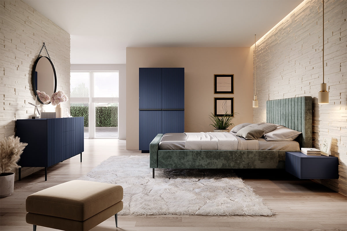 Skapis AUSTIN ar atvilktņas melns 100/207/62 zils - N1 Home