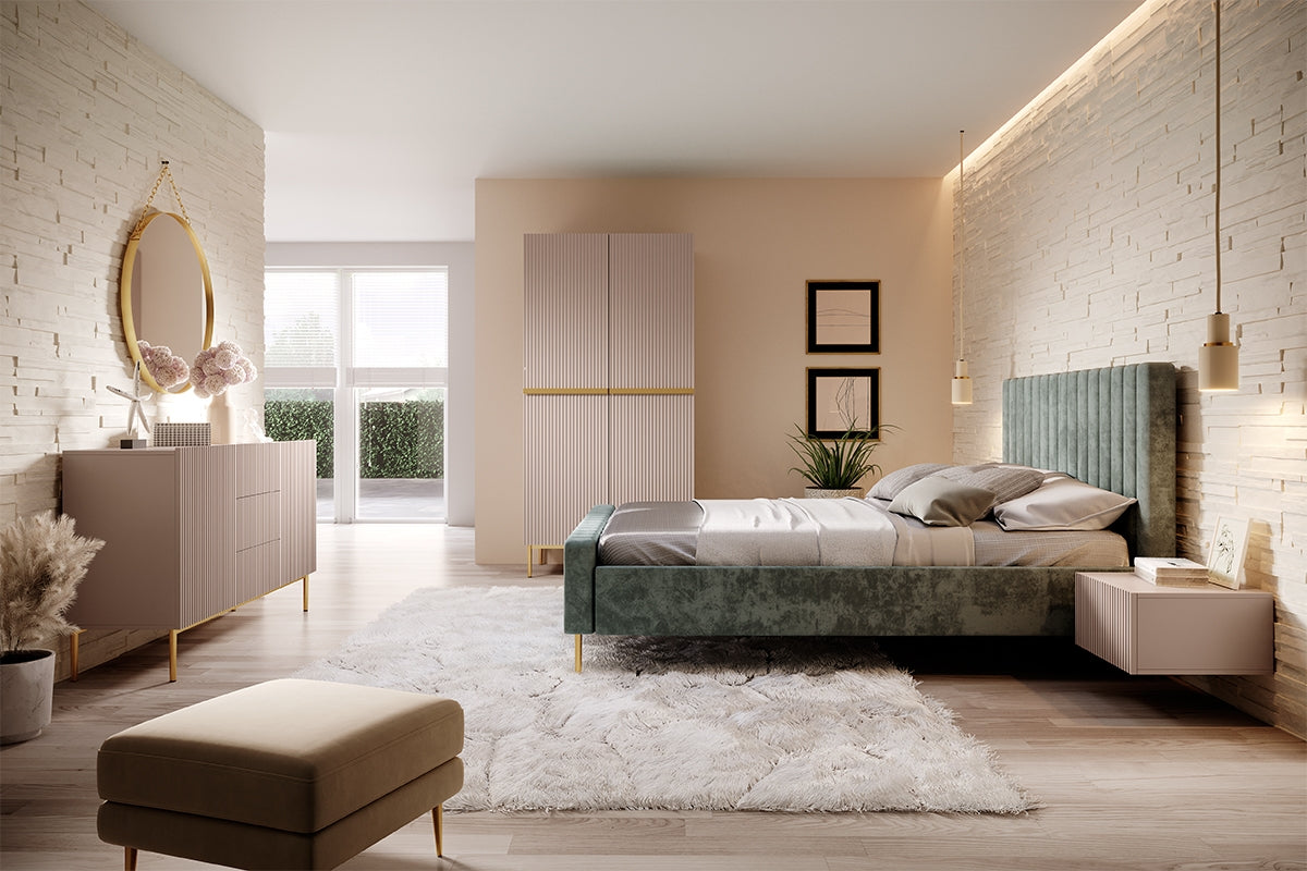 Skapis AUSTIN ar atvilktņas zelta 100/220/62 antik rozā - N1 Home