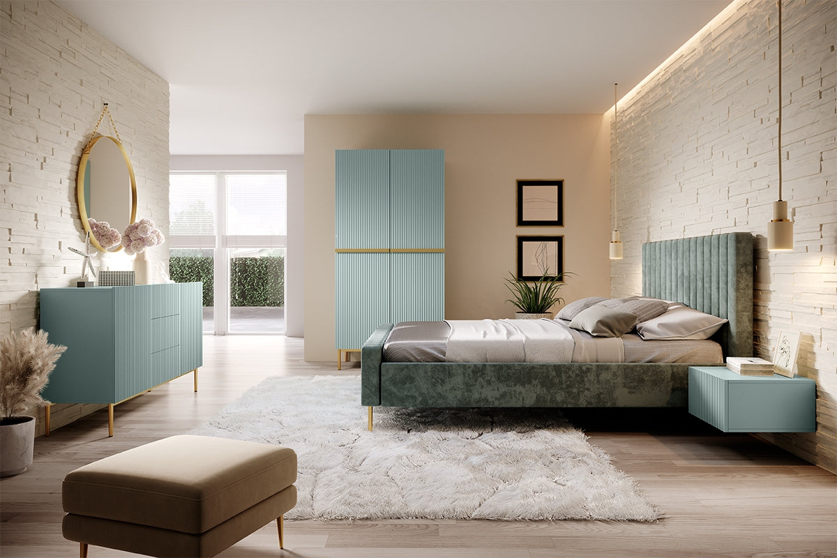 Skapis AUSTIN ar atvilktņas zelta 100/220/62 debesjums zils - N1 Home