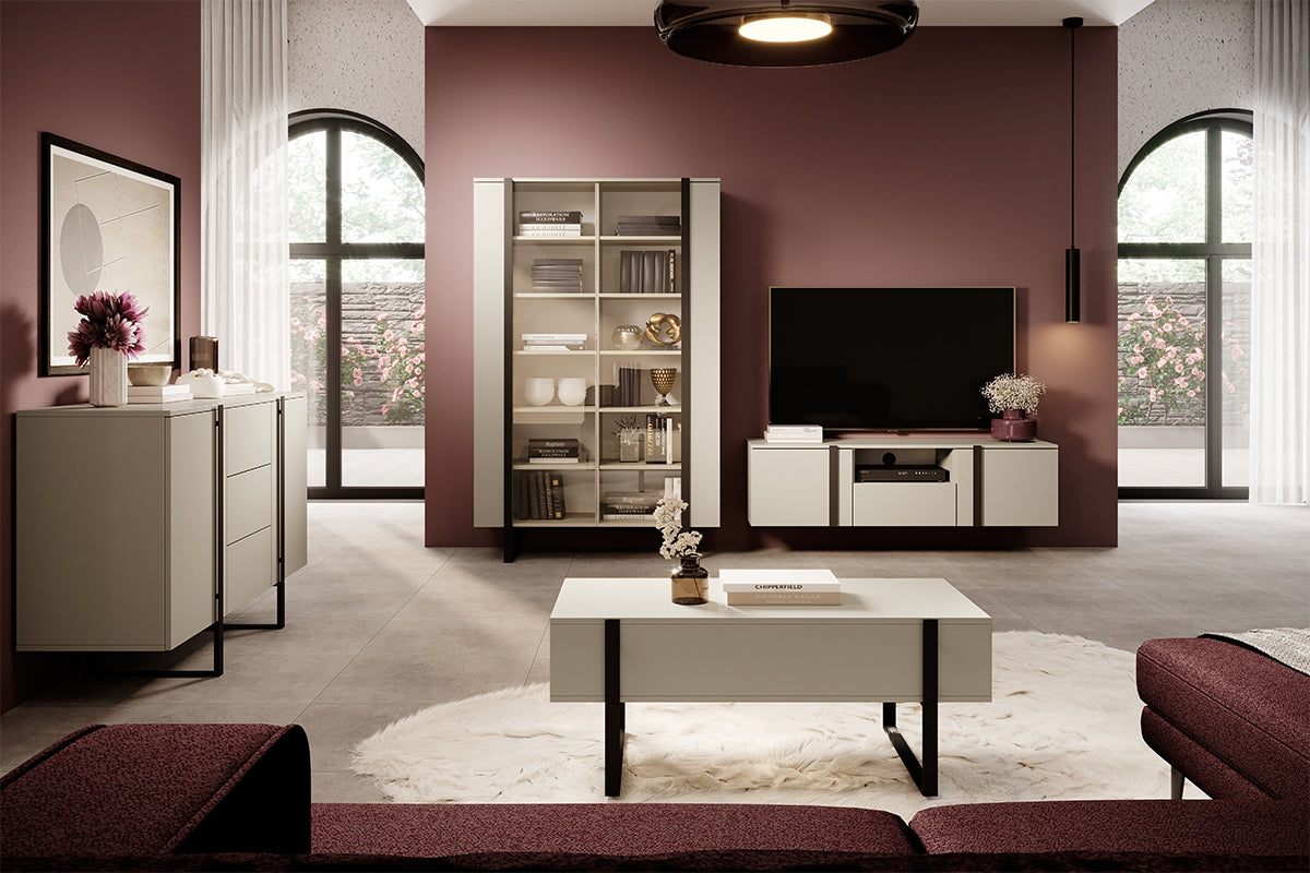 Vitrīnas skapis VECA 120/187/45 melns/ kašmirs - N1 Home
