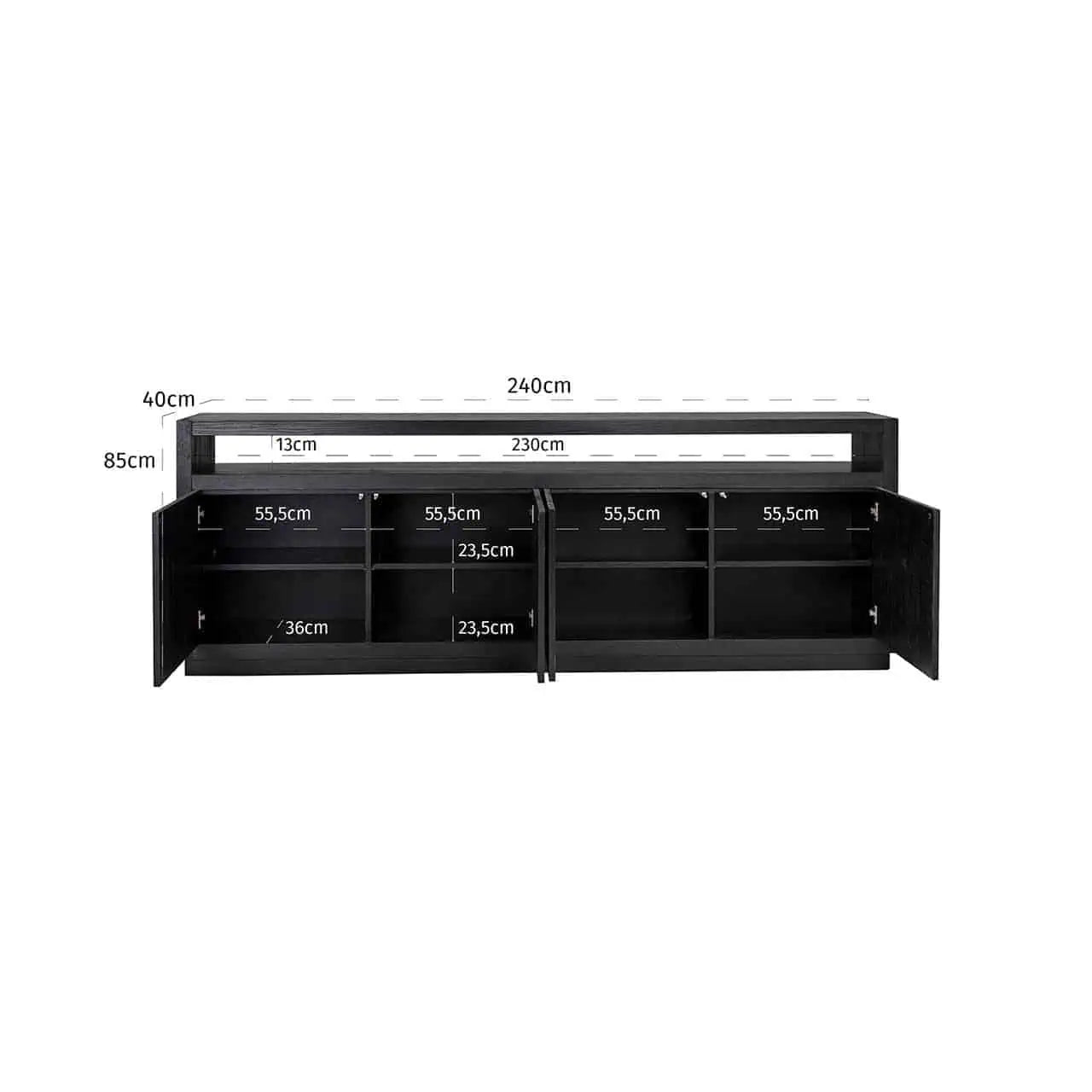 Kumode Oakura 4-durvju Richmond Interiors 85/240/40 cm melns - N1 Home