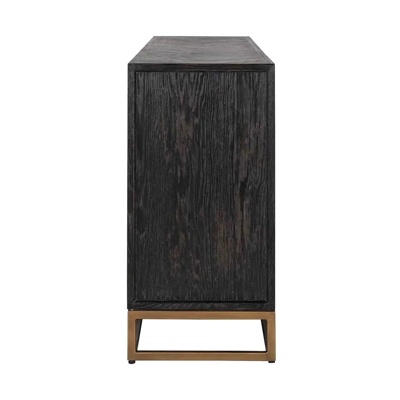 Kumode Blackbone misiņa 4 durvis Richmond Interiors 91/225/45 cm melna rustikāla - N1 Home