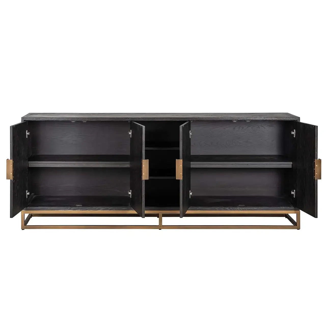 Kumode Blackbone misiņa 4 durvis Richmond Interiors 91/225/45 cm melna rustikāla - N1 Home
