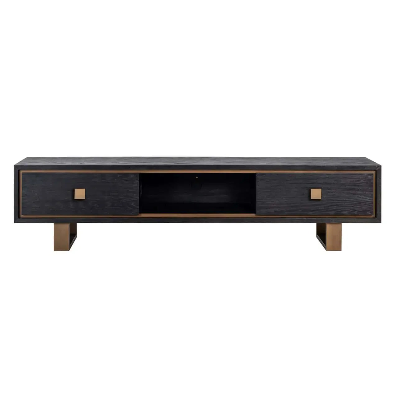 TV skapis Hunter ar 2 atvilktnēm Richmond Interiors 46/190/45 cm  melns, rustikāls - N1 Home