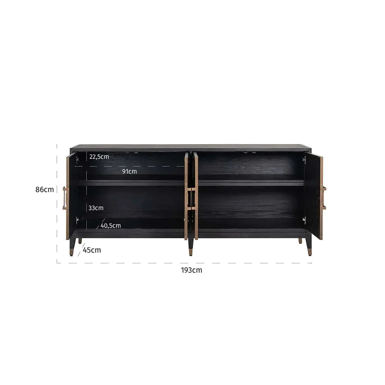 Kumode Bloomville 4-durvju Richmond Interiors zelts - N1 Home