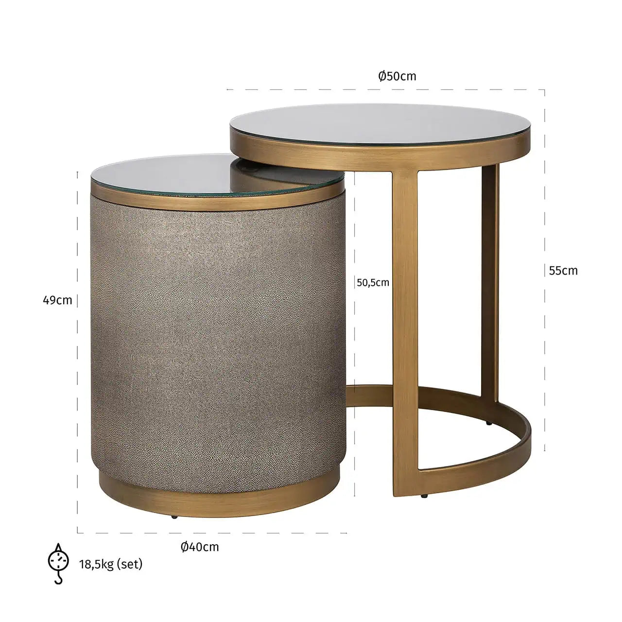 Комплект столиков Bloomville 2 шт. Richmond Interiors 55/50/50 см золото