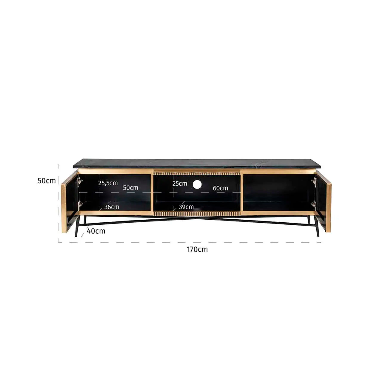 TV skapis Ironville ar 2 durvīm Richmond Interiors 50/170/40 cm zelts - N1 Home