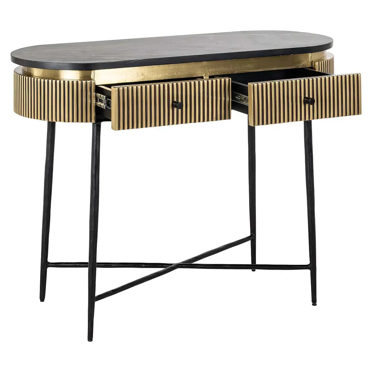 Console Ironville 2-drawers Richmond Interiors 76/100/40 cm zelts - N1 Home