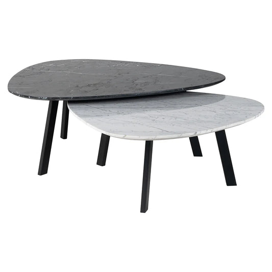 Kafijas galdiņi Trocadero, 2 gab. komplekts Richmond Interiors 33/87/78 cm melns/balts - N1 Home
