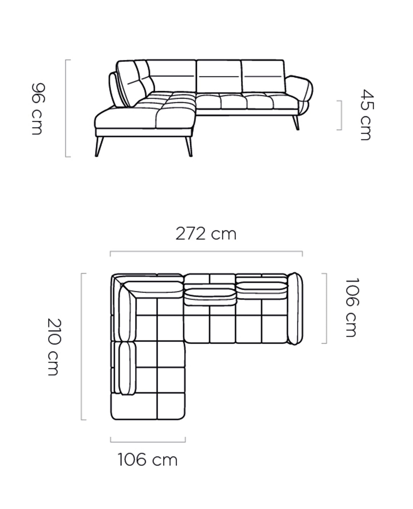 Dīvāns KOMO 272/106/210 cm - N1 Home