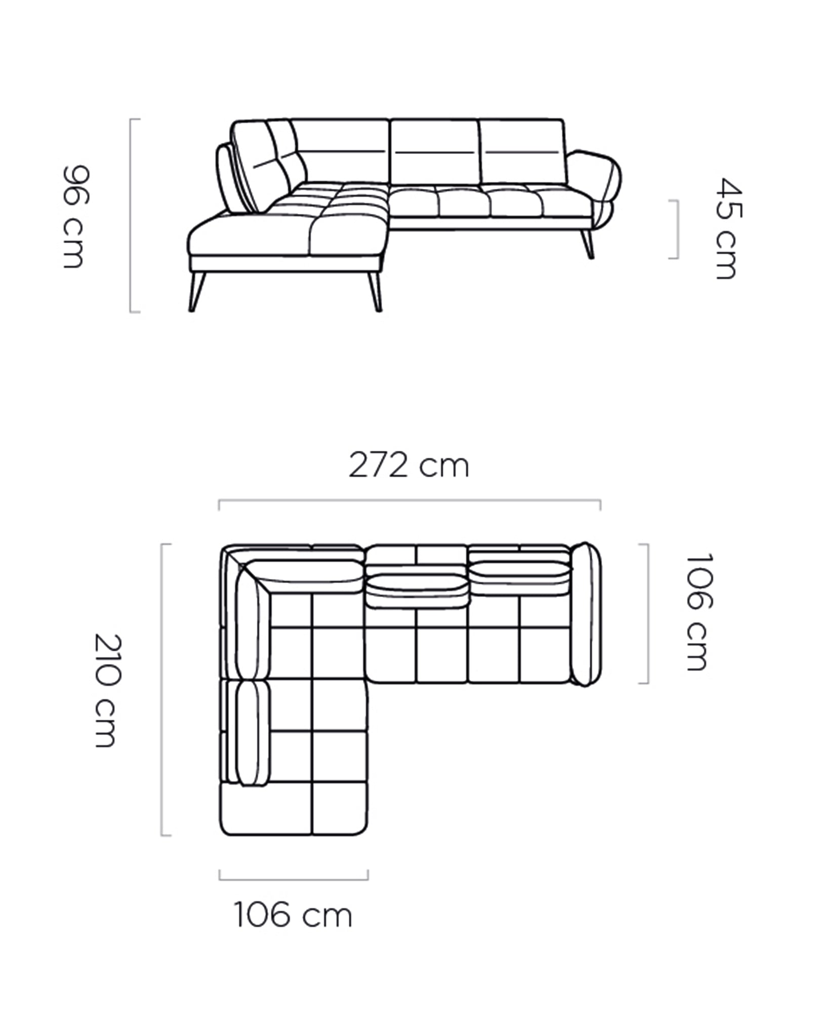 Dīvāns KOMO 272/106/210 cm - N1 Home