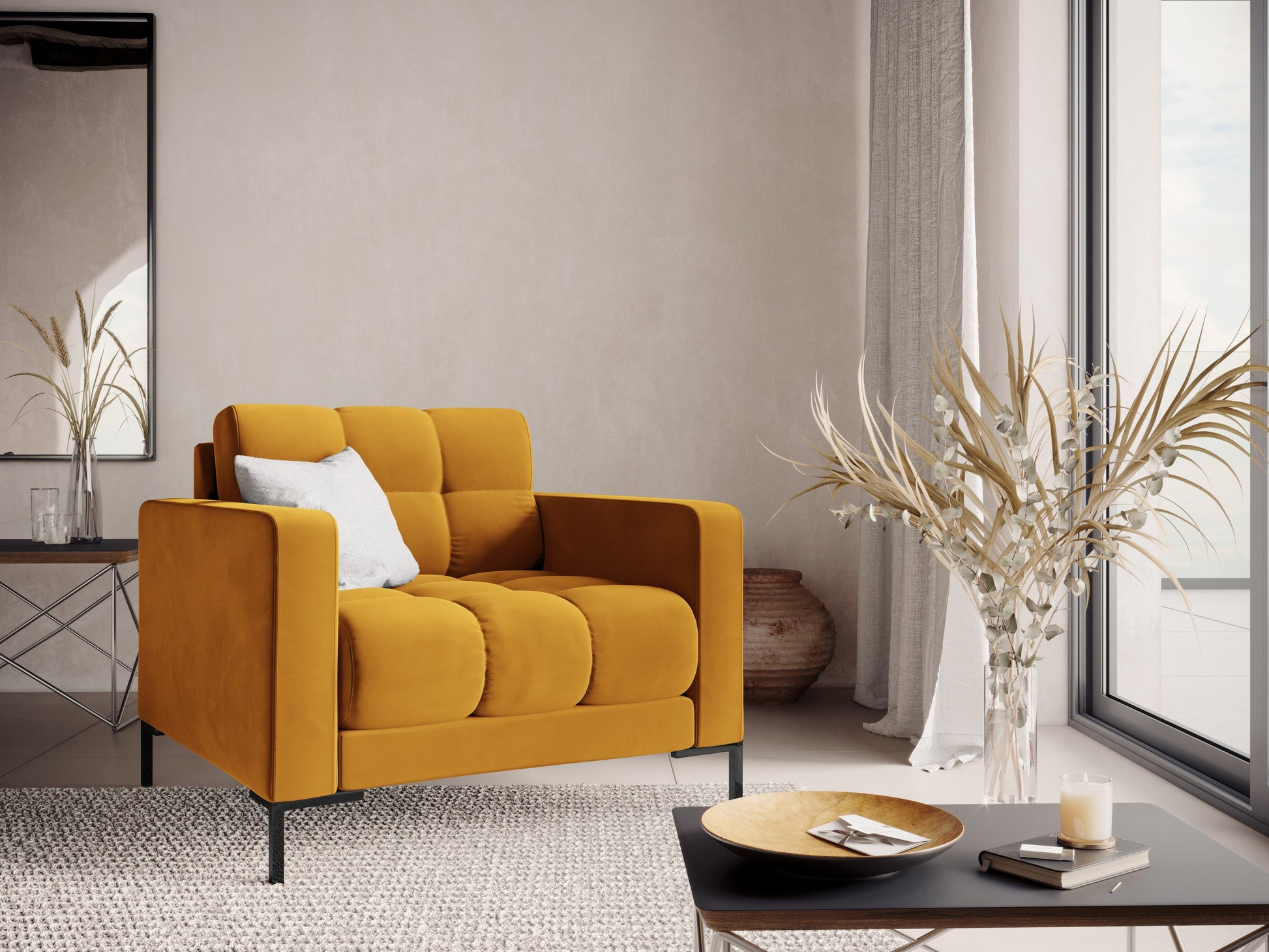 Atzveltnes krēsls Cosmopolitan Design Bali 87x92x75 cm sinepes - N1 Home