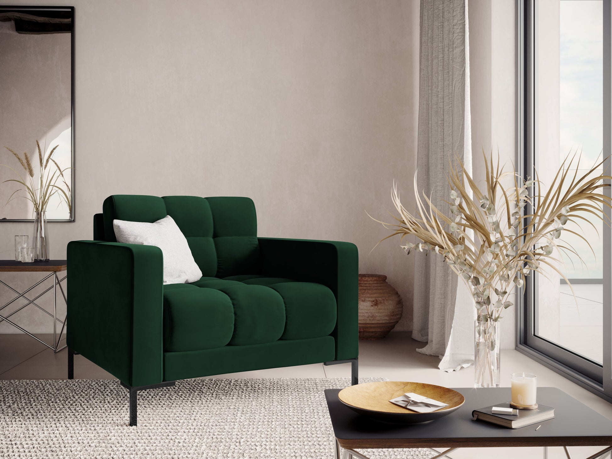 Atzveltnes krēsls Cosmopolitan Design Bali 87x92x75 cm tumši zaļš - N1 Home