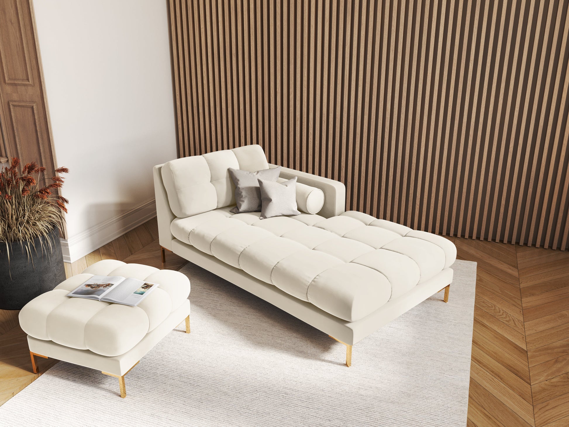 Pufs Cosmopolitan Design Bali 60x60x41 cm zelts/krēms - N1 Home