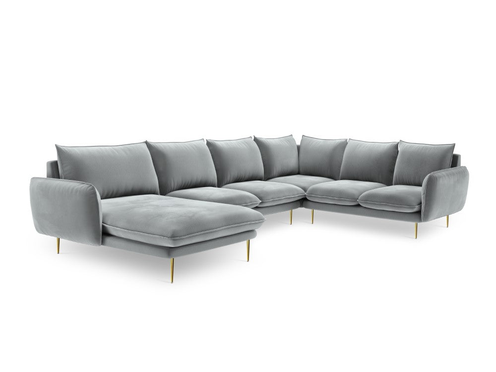 Dīvāns Cosmopolitan Design Vienna samta 330x235x95 cm gaiši pelēks - N1 Home