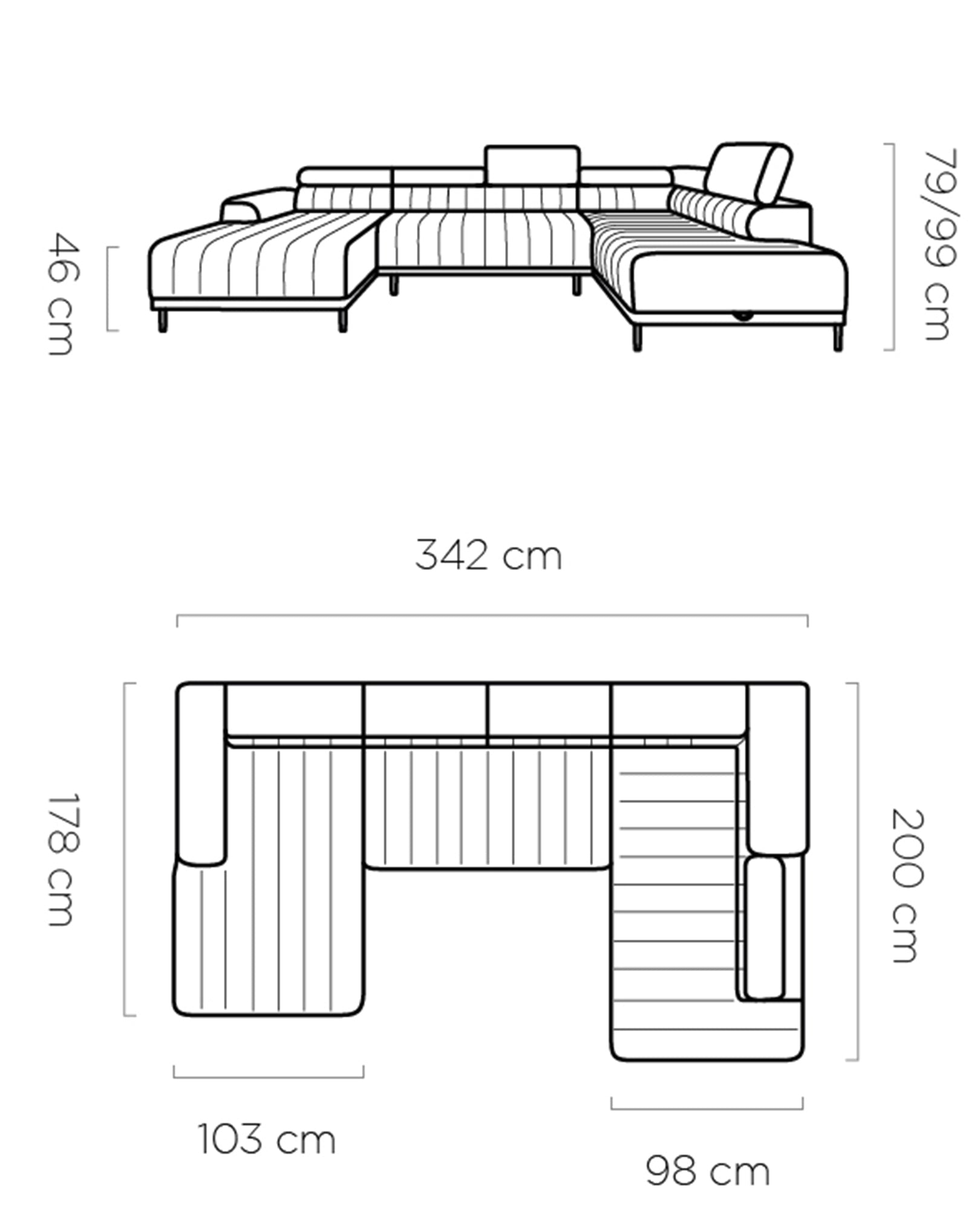 Dīvāns KAVA XL 342/178/200 cm - N1 Home