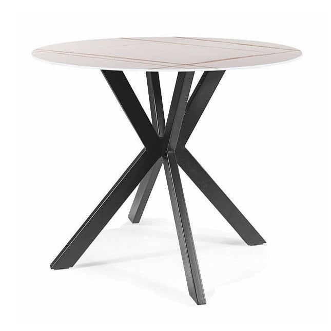 Galds TL balts marmors, matēts melns 90x90 cm