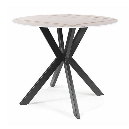 Galds TL balts marmors, matēts melns 90x90 cm