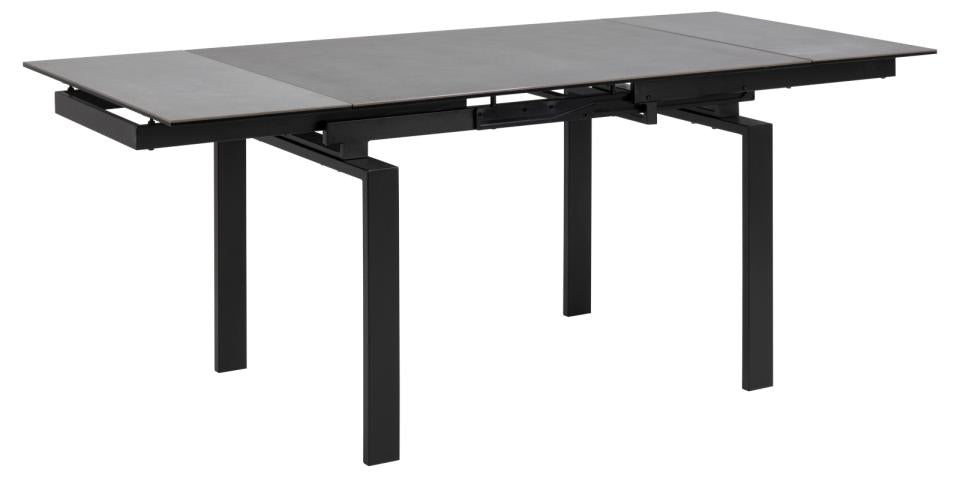 HUDDER taisnstūrveida pusdienu galds melna Fairbanks neapstrādāta keramika 120/200x85x76cm
