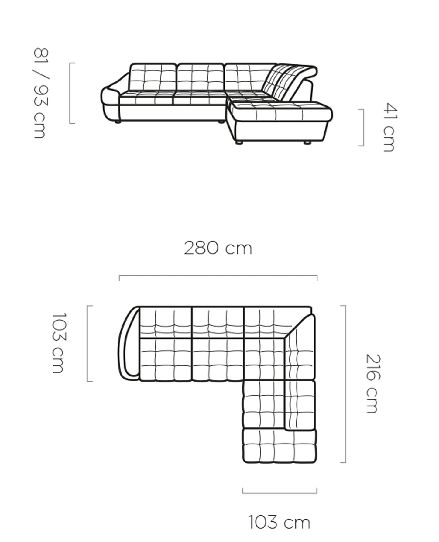 Dīvāns INTO 280/216/103 cm