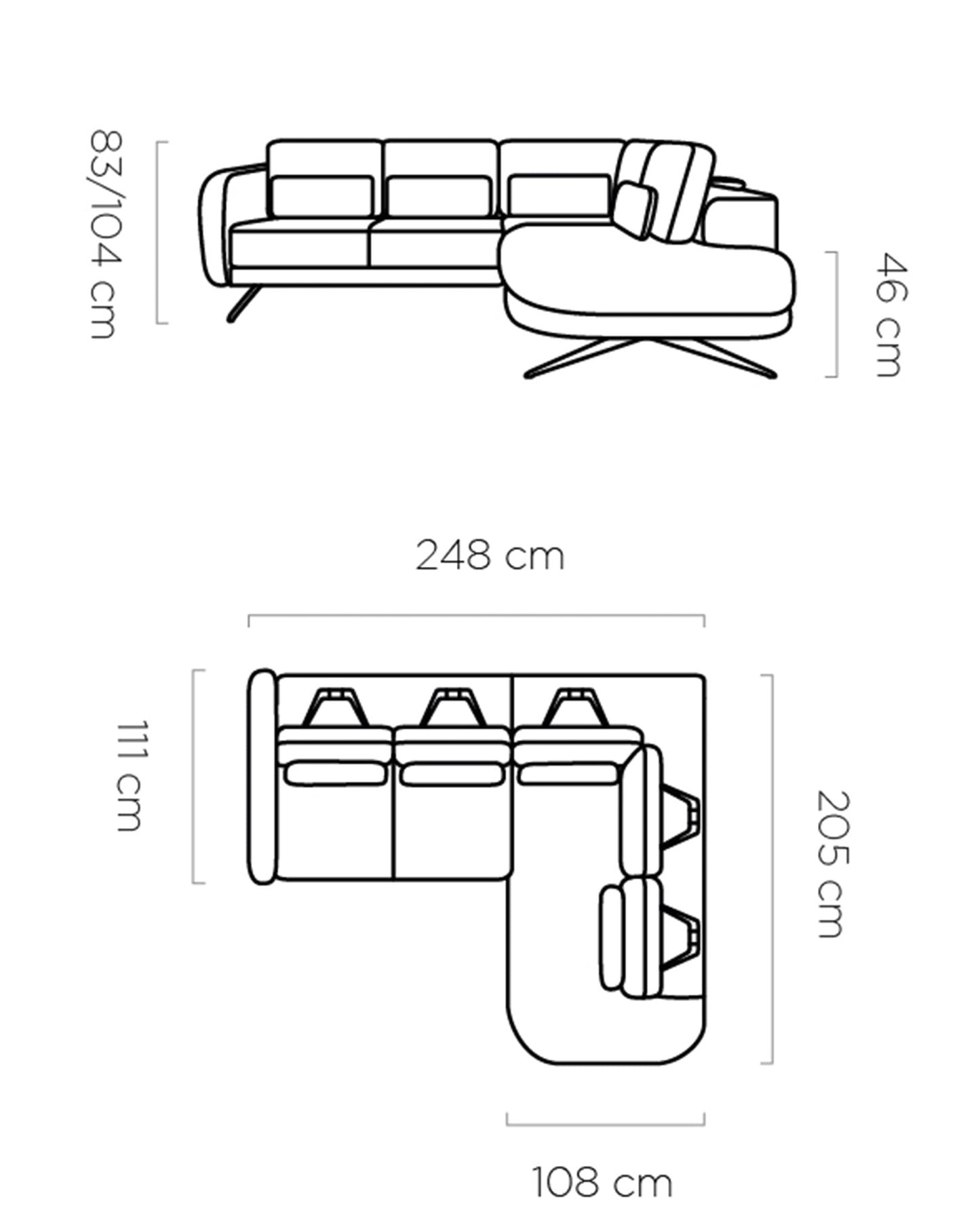 Dīvāns ALLURE L 248/111/205 cm