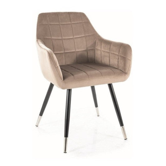 KRĒSLS NUXE VELVET MELNS/HROMA RĀMIS/C.BEIGE BLUVEL 40