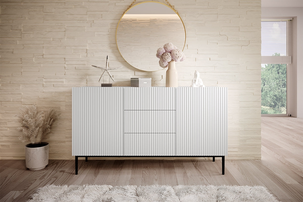 Kumode AUSTIN melnas kājas 150/85/45 balts
