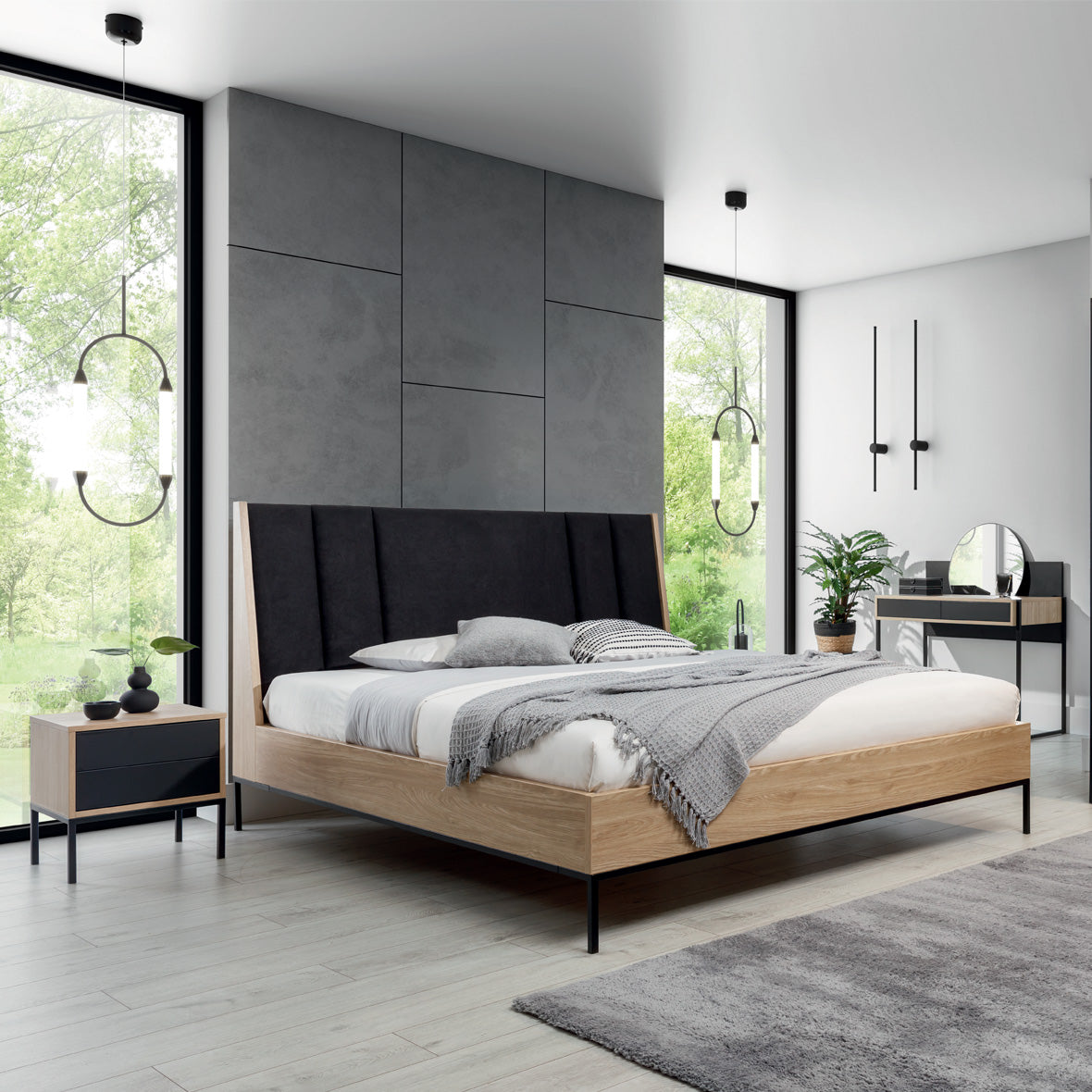 Gulta ar/bez konteineru BLACK HUB 140/160/180 x 200 cm - N1 Home