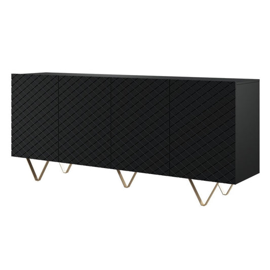 LUKKA kumodes 190/83 /42 cm melns/zelts