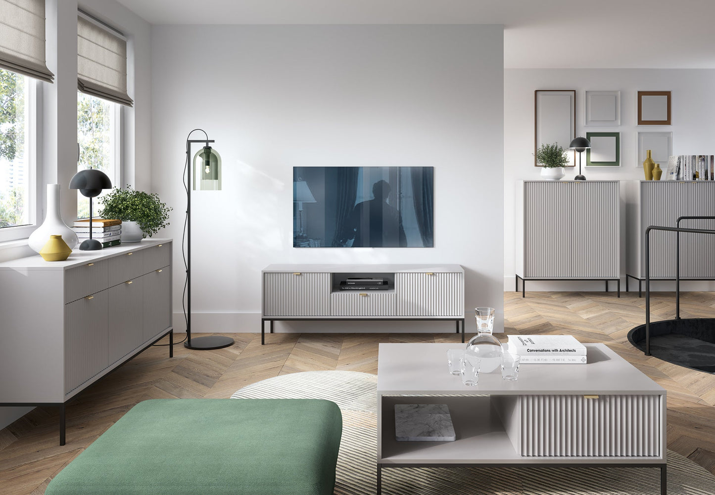 NV kumode pelēka 154x39x83 cm - N1 Home