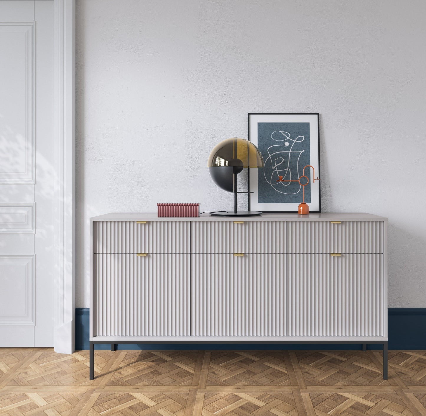 NV kumode pelēka 154x39x83 cm - N1 Home