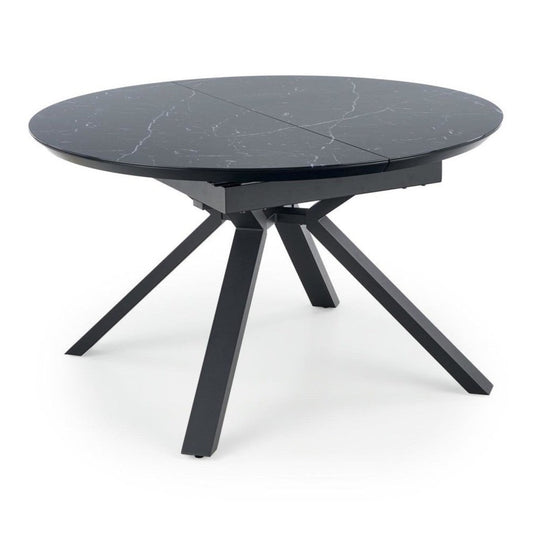 VR palīgājams galds, augša - melns marmers, kājas - melnas 130-180/130/76 cm